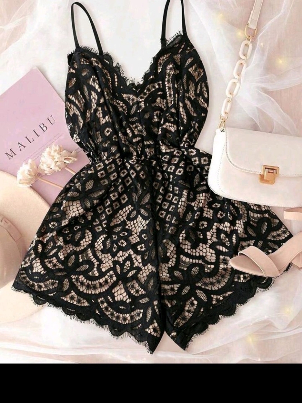 Women's Black Lace Elegant Romper